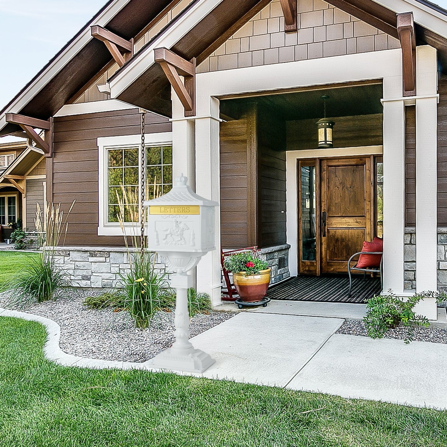 Retro Cast Aluminum Mailbox Security Postal Letter Box with Baffle Door-Black