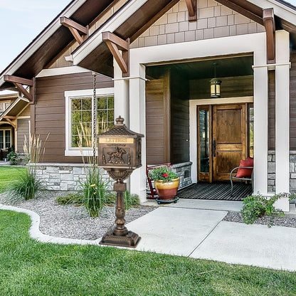 Retro Cast Aluminum Mailbox Security Postal Letter Box with Baffle Door-Black