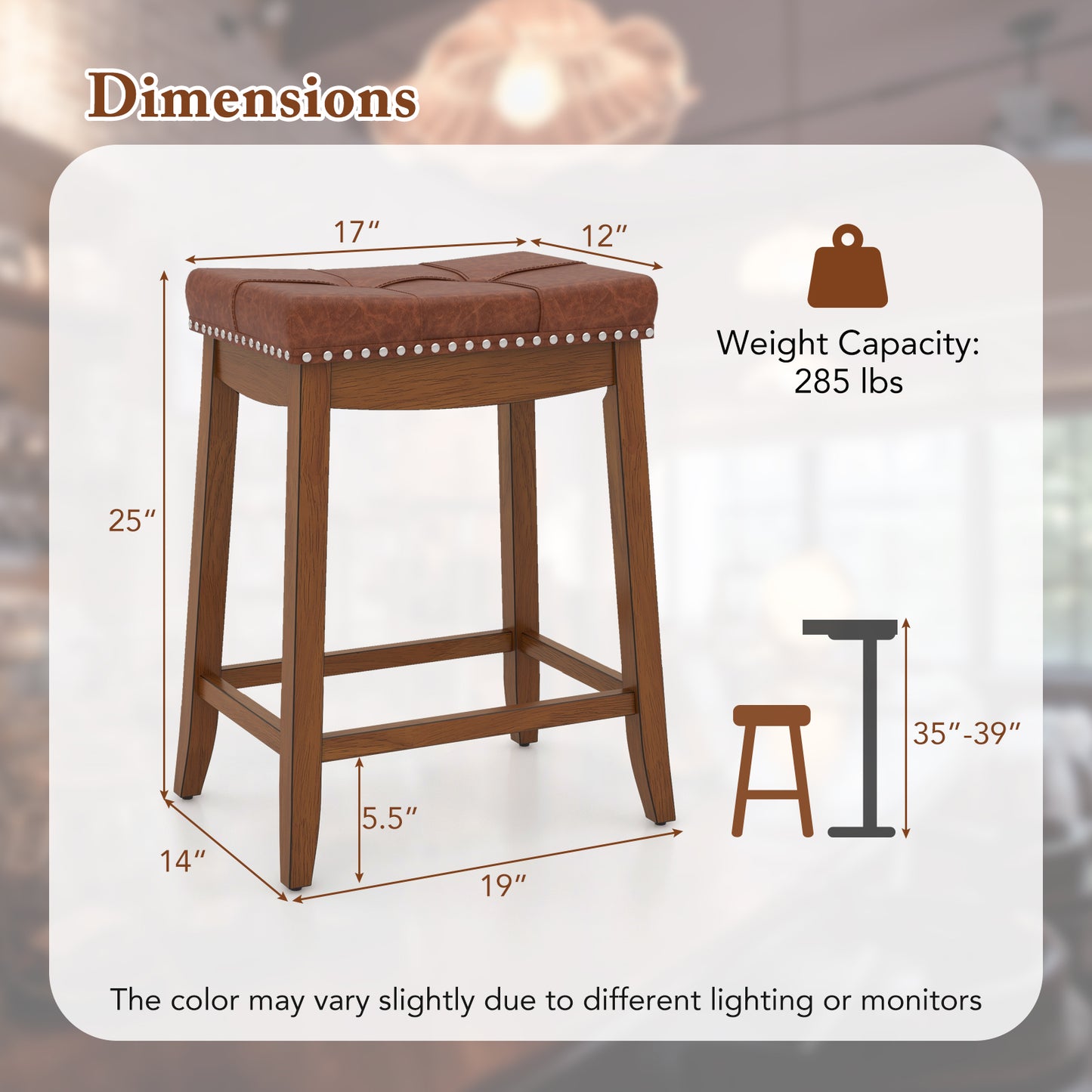 Set of 2 25-inch upholstered PU leather bar stools with saddle seats, perfect for kitchen and dining spaces.