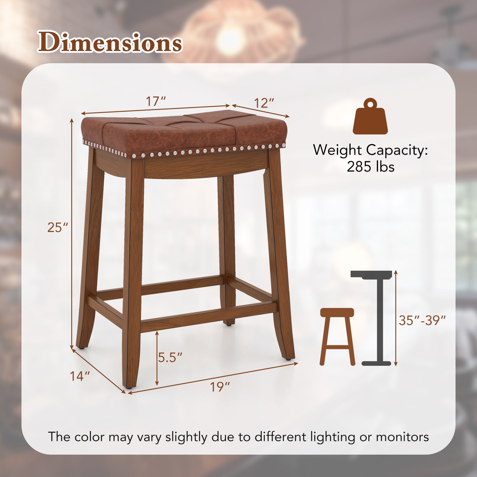 Set of 2 25-inch upholstered PU leather bar stools with saddle seats, perfect for kitchen and dining spaces.