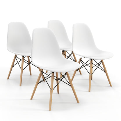 Set of 4 Modern Dining Side Chair Wood Legs-Black
