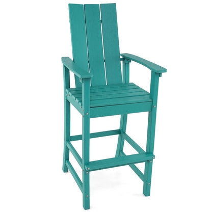 Tall Adirondack Chair Outdoor Bar Stool with Ergonomic Backrest for Backyard-Black