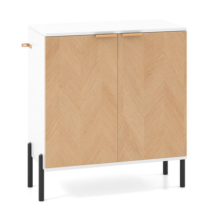 2-Door Buffet Cabinet Sideboard with Shelf and Metal Legs-Black