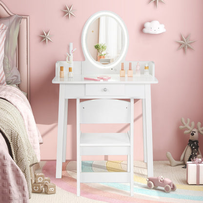Kids Vanity Set with Lighted Mirror-Pink