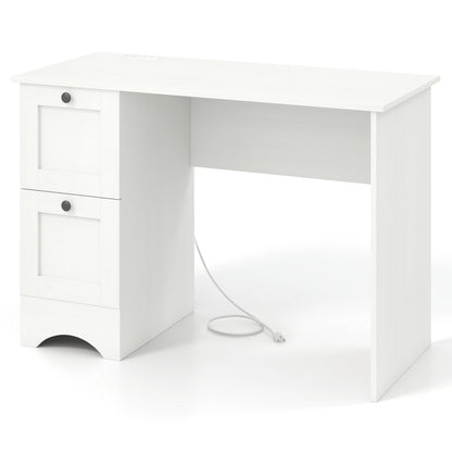 Wooden Computer Desk Workstation with 3 Drawers for Home and Office-Rustic Brown