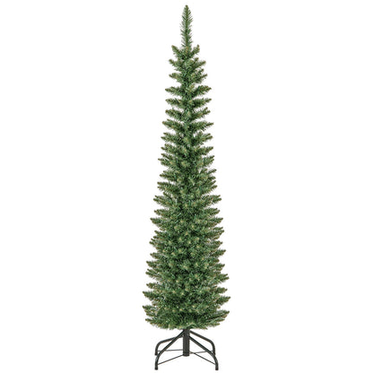 5/6/7/8/9 Feet Pre-lit Pencil Artificial Christmas Tree with 150/180/200//300/400 Warm White LED Lights-7 ft