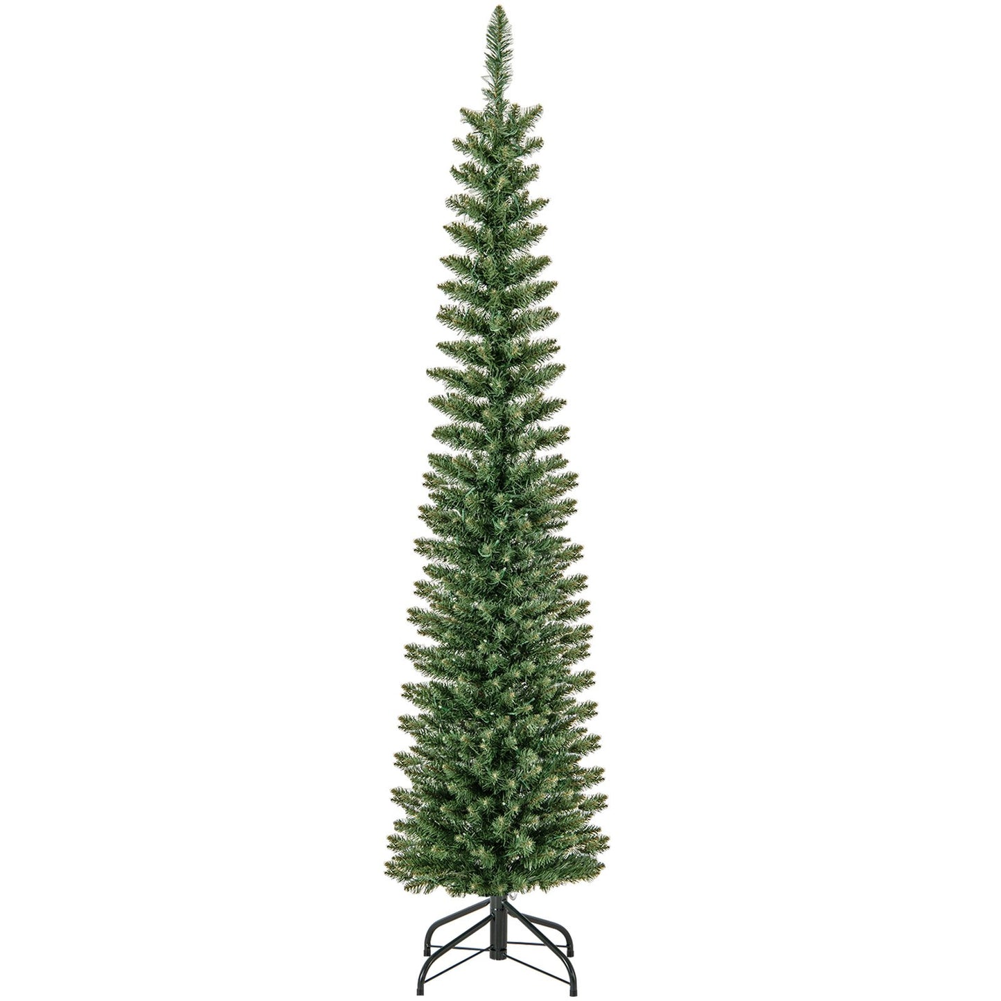 5/6/7/8/9 Feet Pre-lit Pencil Artificial Christmas Tree with 150/180/200//300/400 Warm White LED Lights-7 ft