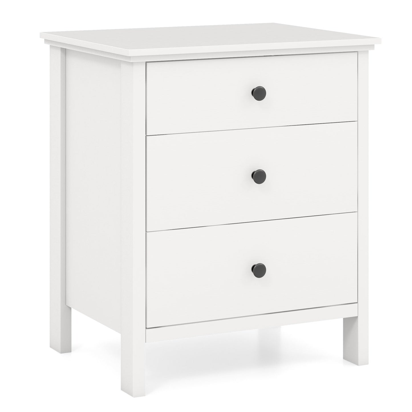 3-Drawer Wooden Nightstand Modern Bedside Table-Black