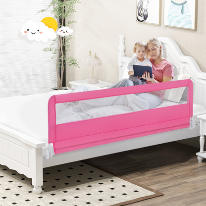 71 Inch Extra Long Swing Down Bed Guardrail with Safety Straps-Beige