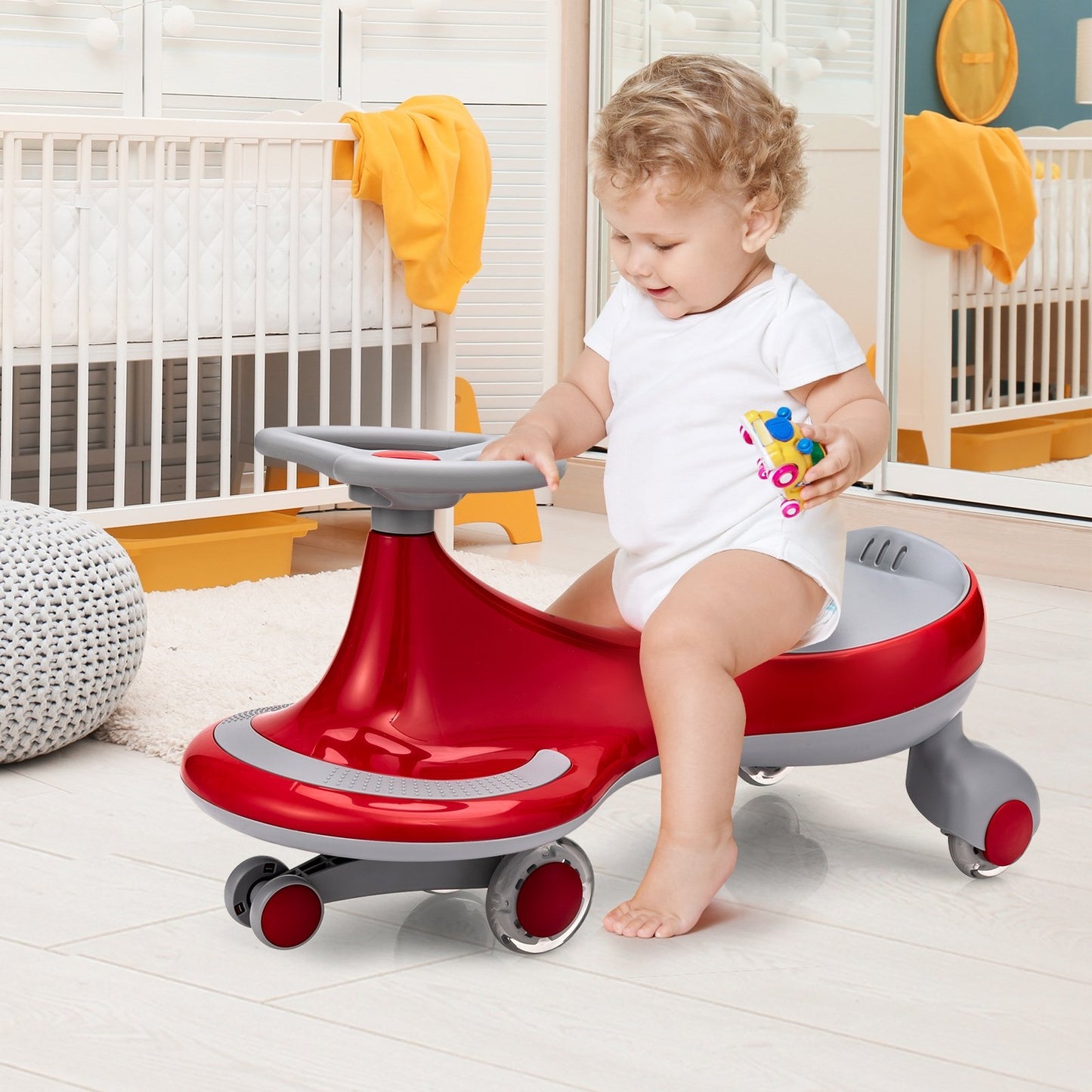 Wiggle Car Ride-on Toy with Flashing Wheels-Blue