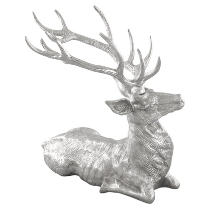 Standing Reindeer Statue Aluminum Deer Sculpture for Indoors Christmas Decor-Black