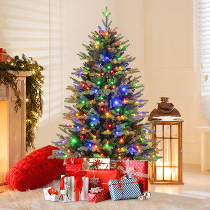 5 Feet Artificial Xmas Tree Hinged with 11 Lighting Modes and Remote Control-5 ft
