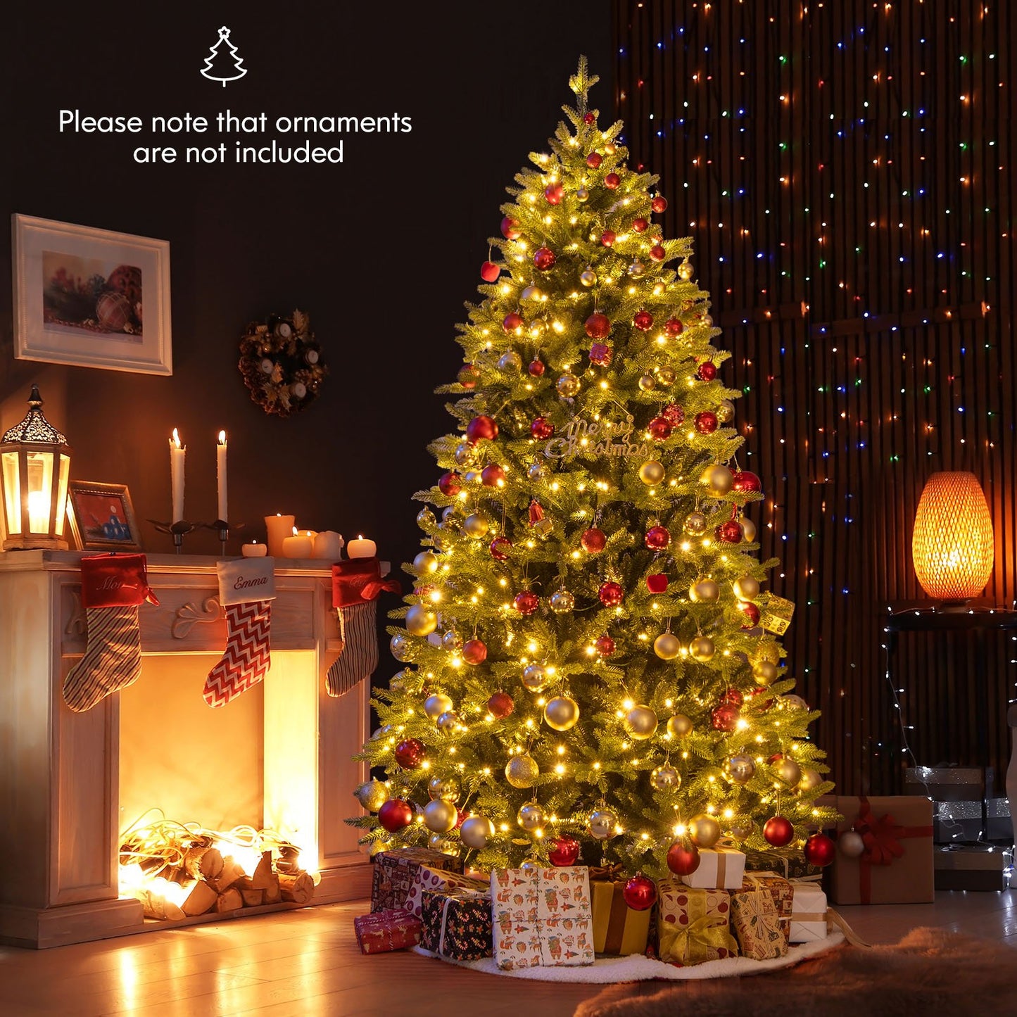 5 Feet Artificial Xmas Tree Hinged with 11 Lighting Modes and Remote Control-5 ft