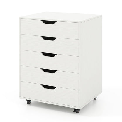 5 Drawer Mobile File Cabinet with Wheels for Living Room-Black