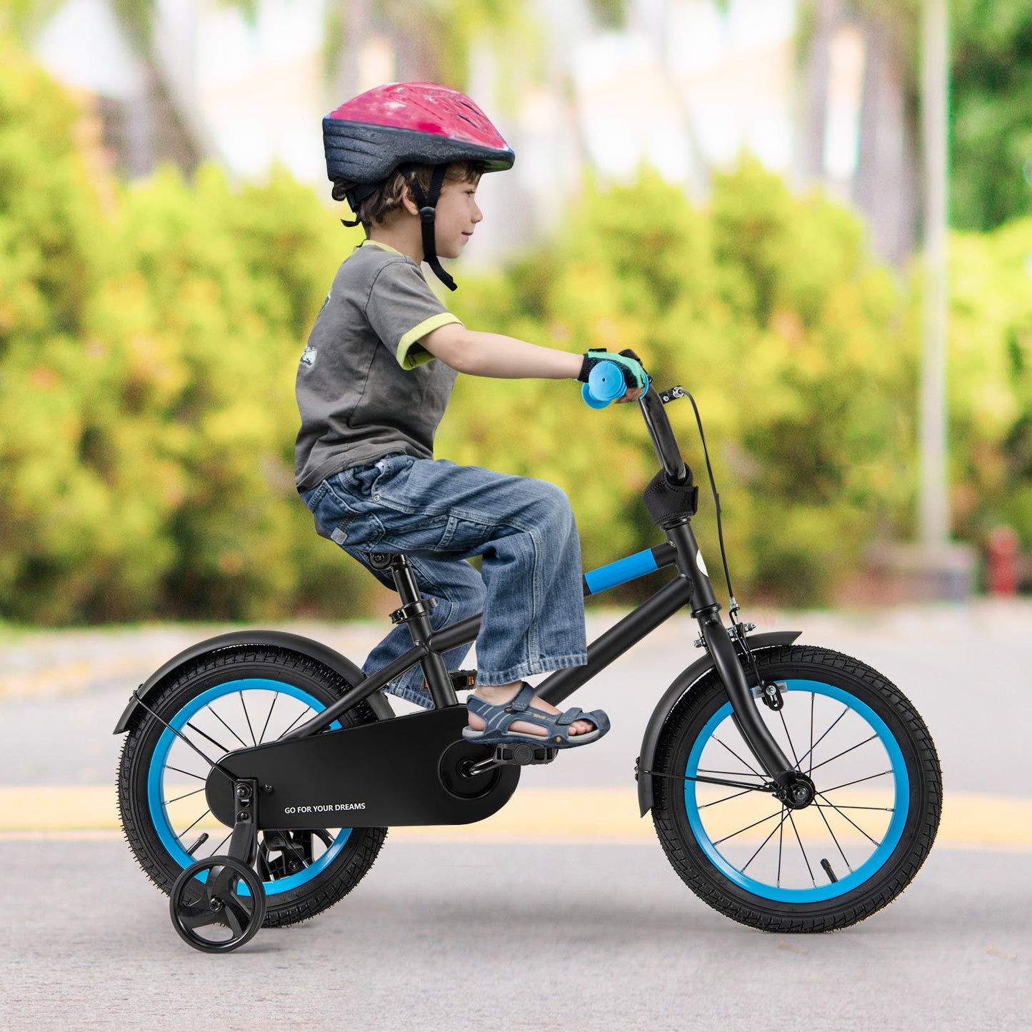 Kids Bike with Adjustable Handlebar and Saddle Black-16 inches