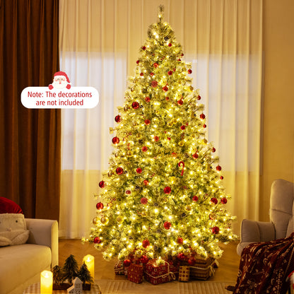 6/7.5/9 FT Artificial Christmas Tree Pre-Lit Hinged Holiday Tree with 360° Quick Power Connector-6 ft
