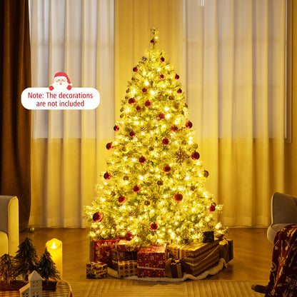 6/7.5/9 FT Artificial Christmas Tree Pre-Lit Hinged Holiday Tree with 360° Quick Power Connector-6 ft