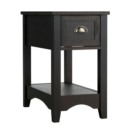 Contemporary Chair Side End Table Compact Table with Drawer Nightstand-Coffee