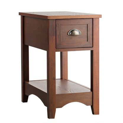 Contemporary Chair Side End Table Compact Table with Drawer Nightstand-Coffee