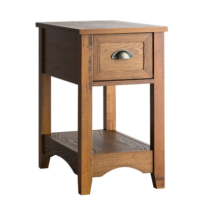 Contemporary Chair Side End Table Compact Table with Drawer Nightstand-Coffee