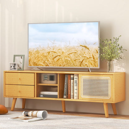 Bamboo TV Stand for TV up to 65 Inch-Brown
