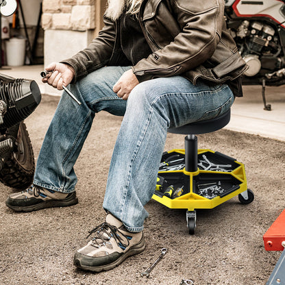330 LBS Capacity Pneumatic Rolling Mechanic Stool with Padded Seat-Black
