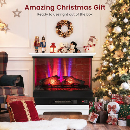 27 Inch Freestanding Fireplace with Remote Control-Black