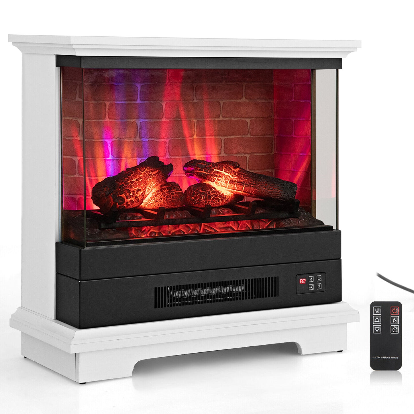 27 Inch Freestanding Fireplace with Remote Control-Black