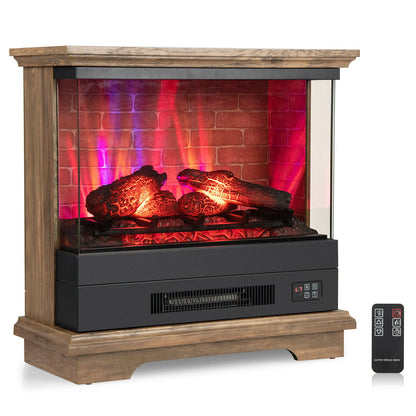 27 Inch Freestanding Fireplace with Remote Control-Black