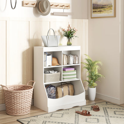 3-Tier Children's Multi-Functional Bookcase Toy Storage Bin Floor Cabinet-Gray