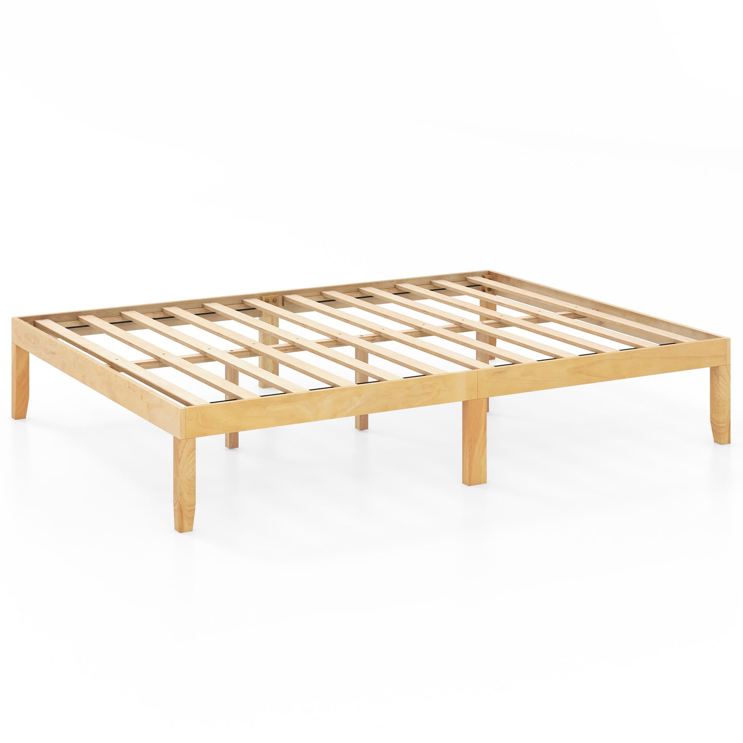 Queen Size Wood Bed Frame with Wooden Slats Support and Rubber Wood Legs-Espresso