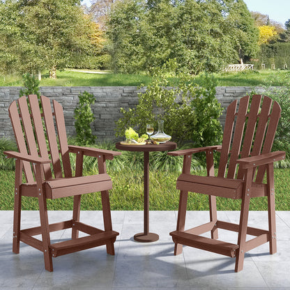 HDPE Patio Chair with Armrest and Footrest for Indoor Outdoor-Brown