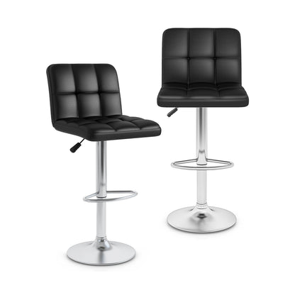Modern Bat Stools Set of 2 with Back and Heavy-duty Metal Base and Footrest-Black