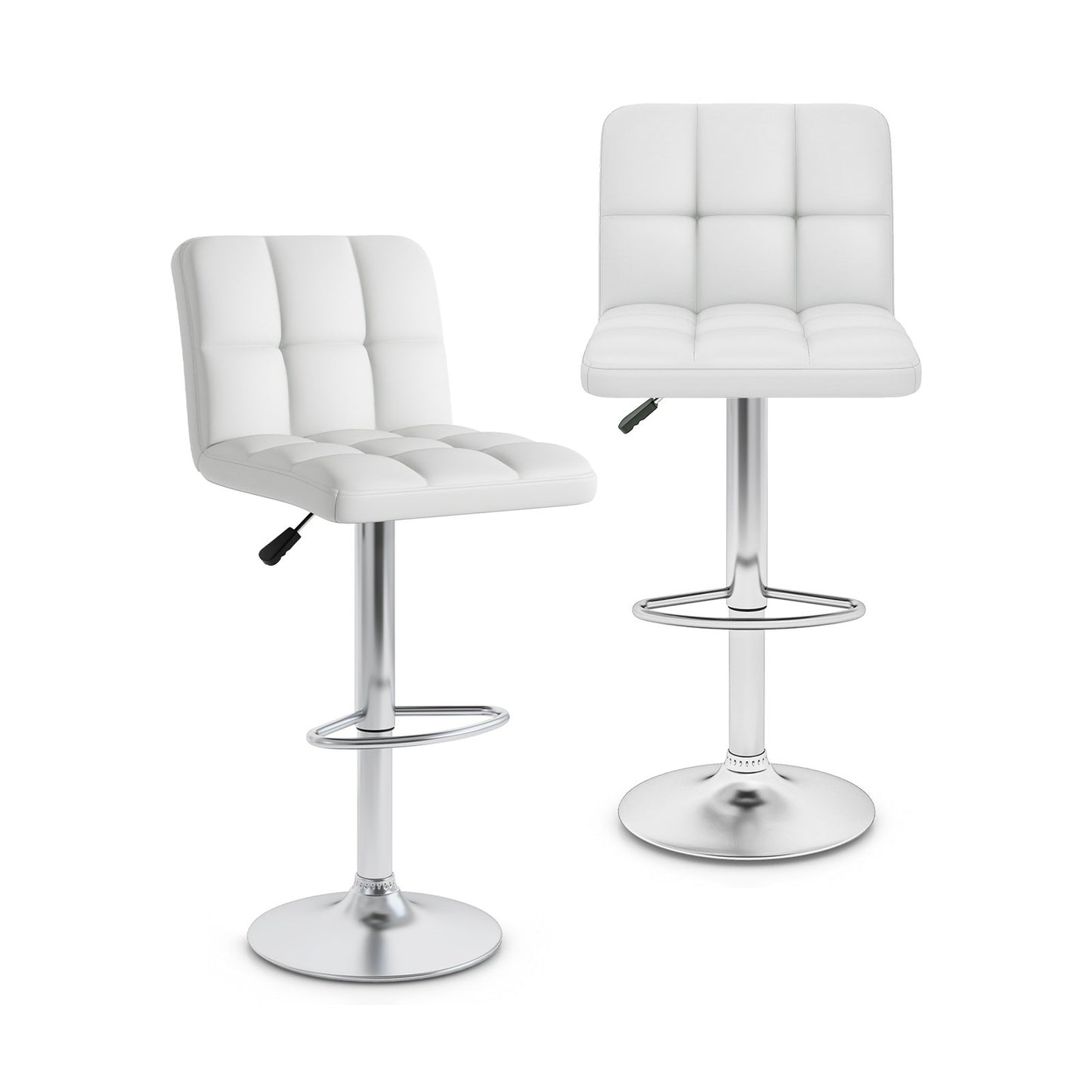 Modern Bat Stools Set of 2 with Back and Heavy-duty Metal Base and Footrest-Brown