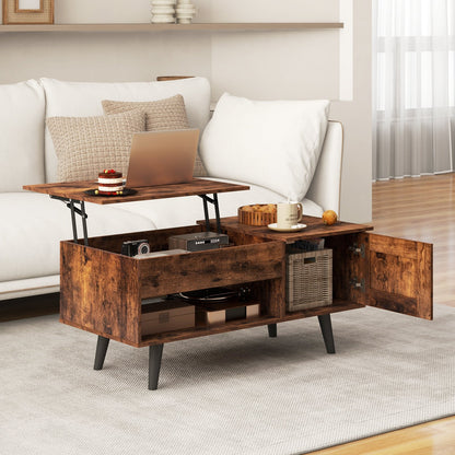 Lift Top Coffee Table with Storage and Hidden Compartment-Black