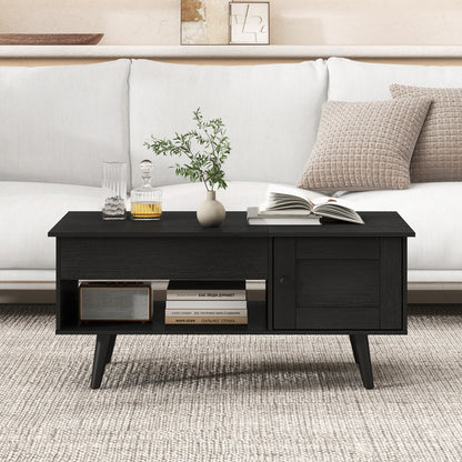 Lift Top Coffee Table with Storage and Hidden Compartment-Black