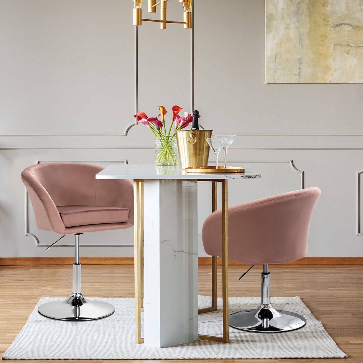 360 Degree Swivel Makeup Stool Accent Chair with Round Back and Metal Base-Gray