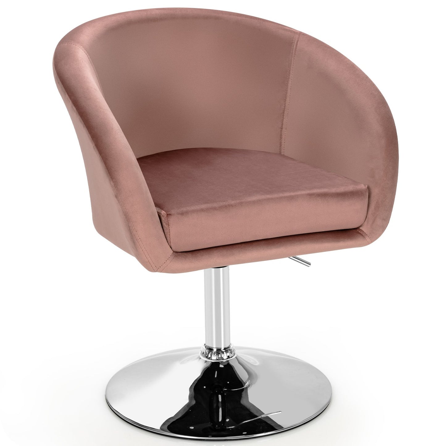 360 Degree Swivel Makeup Stool Accent Chair with Round Back and Metal Base-Gray
