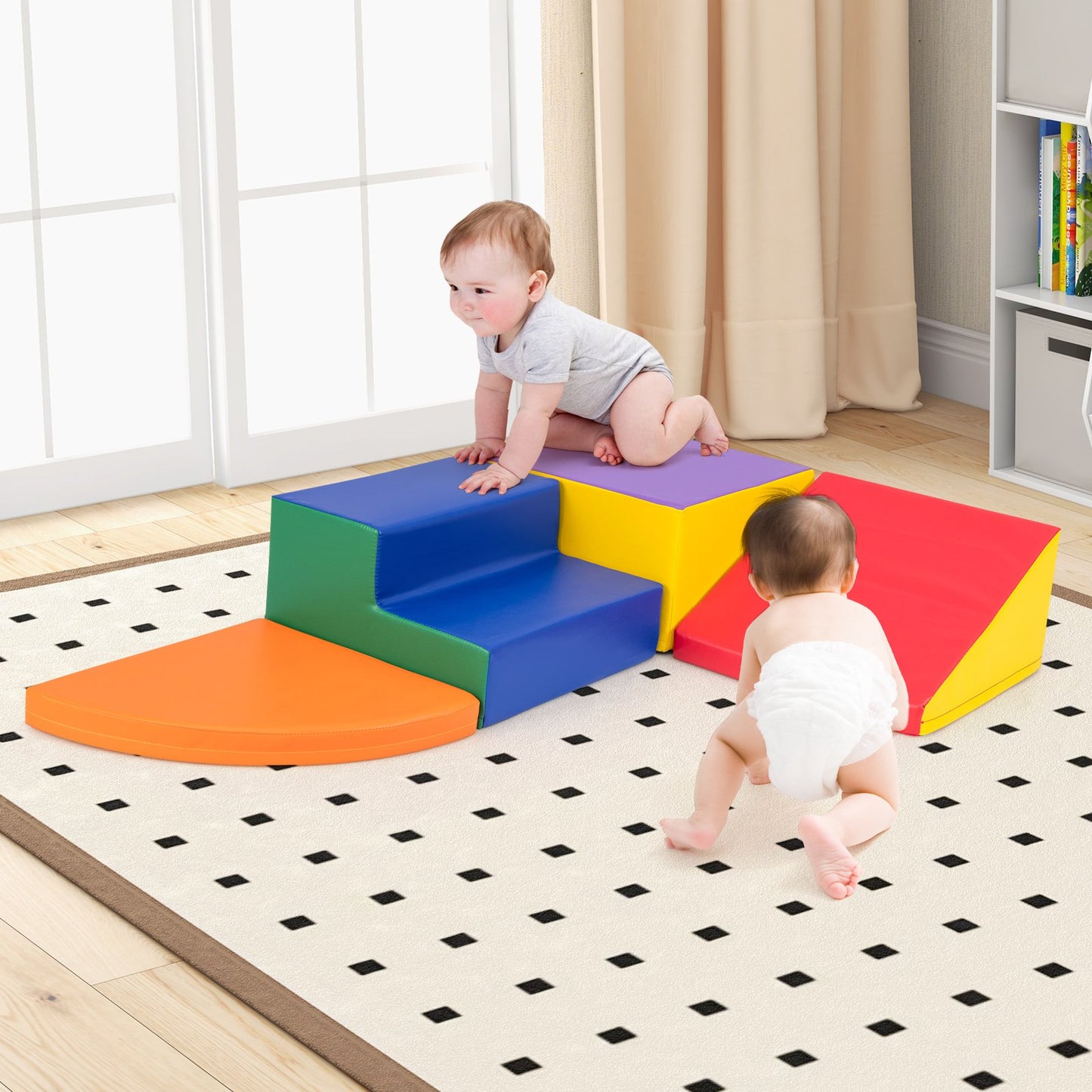 4-Piece Climb and Crawl Foam Block Play Set for Infant Baby-Black