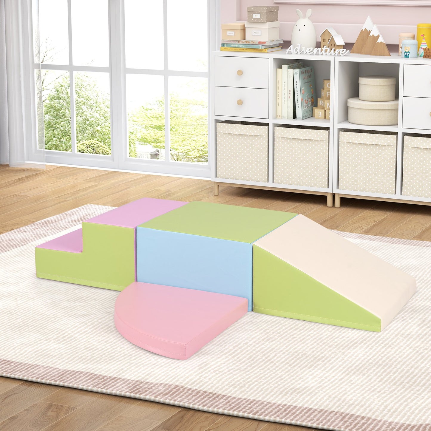 4-Piece Climb and Crawl Foam Block Play Set for Infant Baby-Black