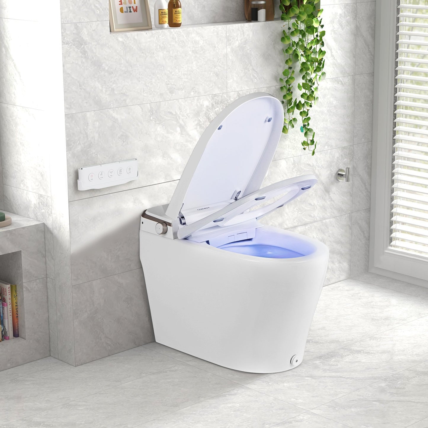 Elongated Bidet Toilet with Adjustable Heated Seat-White