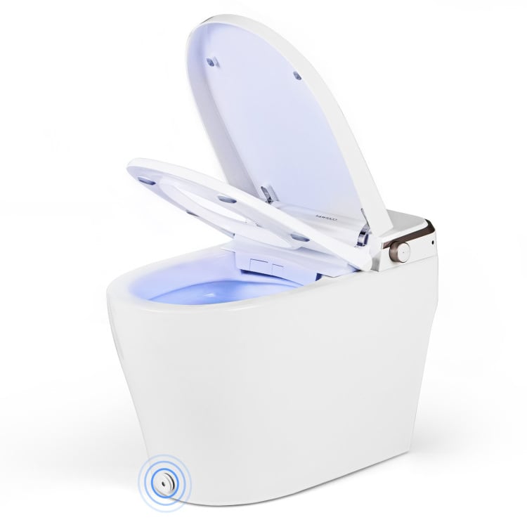 Elongated Bidet Toilet with Adjustable Heated Seat-White