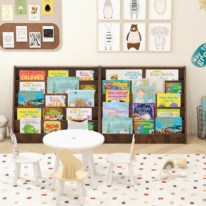 5-Tier Kids Bookshelf with Deep Compartments and Stable Baby Book Case-Natural