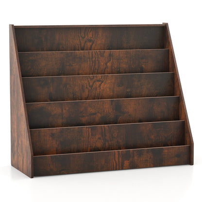 5-Tier Kids Bookshelf with Deep Compartments and Stable Baby Book Case-Natural