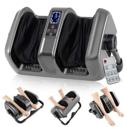 Foot and Calf Massager with Heat Shiatsu Deep Kneading Rolling Smart Electric Leg Massager-Black