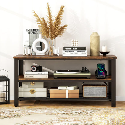 Industrial TV Stand up to 50 Inches with Power Outlets and USB Ports-Rustic Brown