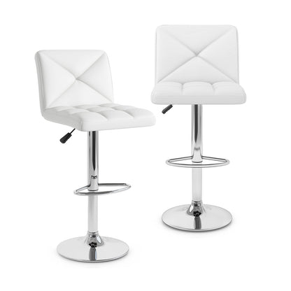 PU Leather Upholstered Bar Stools Set of 2 with Back and Adjustable Height-Black