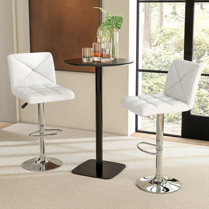 PU Leather Upholstered Bar Stools Set of 2 with Back and Adjustable Height-Black