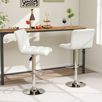 PU Leather Upholstered Bar Stools Set of 2 with Back and Adjustable Height-Black