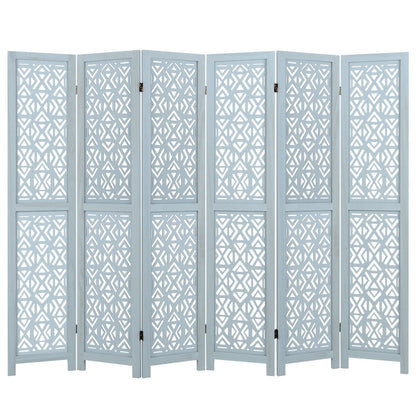 4/6 Panel Wooden Room Divider with Carved Cutout Pattern and Solid Wood Frame-4 Panel
